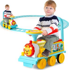 GOPLUS Kinder Elektro Zug, Kinderfahrzeug mit 16 STK. Schiene Set, 6V Kinder Aufsitz mit Licht, Musik, Zugpfeife & Stauraum, Elektro Kinderauto für Kinder ab 3 Jahren, Belastbar bis 25 kg (Blau) GOPLUS Kinder Elektro Zug, Kinderfahrzeug mit 16 STK. Schiene Set, 6V Kinder Aufsitz mit Licht, Musik, Zugpfeife & Stauraum, Elektro Kinderauto für Kinder ab 3 Jahren, Belastbar bis 25 kg (Blau)