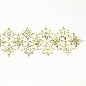 Tischläufer beige Sterne 20x160 cm Tischband mit Glitzer bestickt Weihnachten