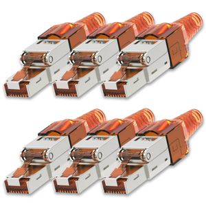 NEXMEX 6x Netzwerkstecker Cat 7 CAT7 RJ45 Stecker Werkzeuglos Metall 10GBit/s