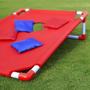Cornhole-Spielbrett zum Werfen, tragbares Cornhole-Set, enthält 1 Cornhole-Spielbrett und 6 Sitzsäcke für den Yard-Wurf, rot