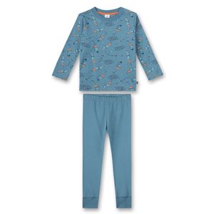 Sanetta Jungen Schlafanzug - Nachtwäsche, Pyjama, lang, Baumwolle, Print Blau 116