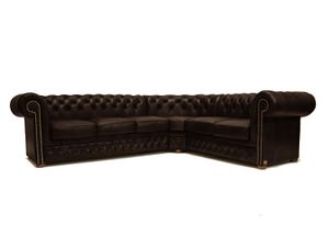 Chesterfield Ecksofa First Class Leder  3 Ecke 2 Cloudy Braun Dark  Produktionszeit von 2 bis 4 Wochen