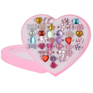 36 Stück Kinderringe Mädchen, Girl Dress Up Rings  Prinzessin Cartoon Diamant Fingerringe Kinderringe Schmuckschatulle