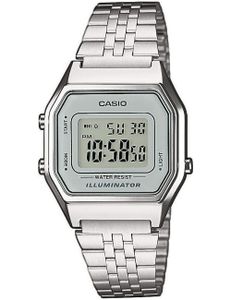 CASIO LA680WEA-7EF Pánské hodinky z nerezové oceli s datumem a budíkem stříbrné barvy