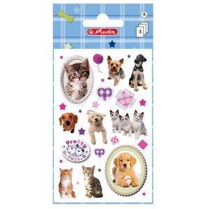 Herlitz Sticker "Pretty Pets" / Aufkleber / 3 Bögen / Hund + Katze