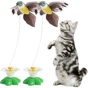 2 Stück Interaktives Katzenspielzeug, Elektrisches Fliegendes Vogelspielzeug, 360° Rotierendes, Katzen Intelligenzspielzeug