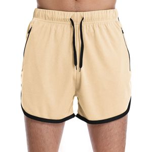 Shorts Herren Sportshorts Kurze Hosen Elastischer Jogginghose Traininghose mit Taschen Khaki,Größe:XL