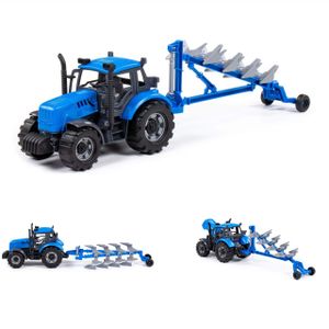 Polesie Spielzeug Traktor Pflug 91291 Motorhaube Aufsattel-Drehpflug ab 3 Jahren blau