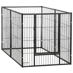 PawHut Výběh pro štěňata, 81 cm vysoký výběh pro štěňata s dvířky, volný výběh pro malé a střední psy, výběh pro psy se 6 panely, pro vnitřní použití, ocel, 82,5-150 x 79 cm, černý