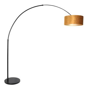 Steinhauer - stojací lampa - Sparkled Light - černá - kovová velurová tkanina - oblouková lampa - E27 - 8129ZW