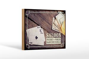 Holzschild Spruch Saloon Whisky Poker Dancing 18x12cm Deko Schild