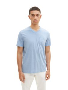 Tom Tailor T-Shirt Kurzarmshirt mit V-Ausschnitt, ausgewaschener Optik und Brusttasche