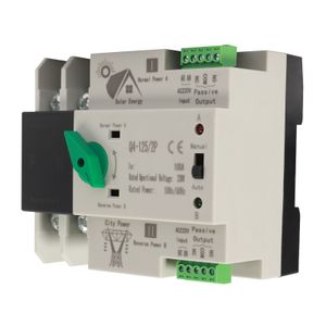 Dvojitý přepínač napájení Automatický přepínač AC 230V 2P 100A ATS PC DIN Rail Nouzové napájení pro komunální napájení, UPS, střídač, solární napájení