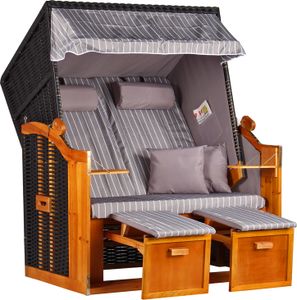 Strandkorb Ostsee Wacholder PE Schwarz Dessin Royal Grau Strandkörbe