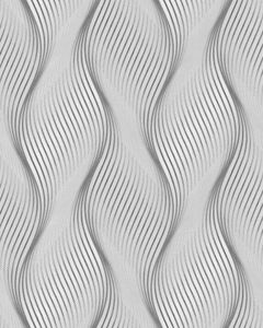 Streifen Vliesvliestapete EDEM 85030BR36 Vinylvliestapete leicht strukturiert mit geschwungenen Linien und metallischen Akzenten grau licht-grau weiß silber 5,33 m2