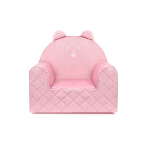 GUGUPLANET Teddybär-Sessel für Kinderzimmer, Leicht, Waschbarer Samtbezug, EU-Hergestellt, Baby-geeignet ab 9 Monate, Sicher & Komfortabel, Rosa