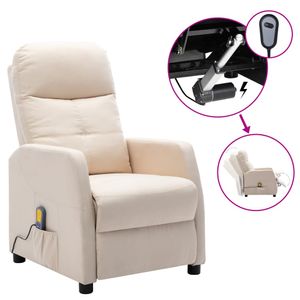 Rétro Elektrisch Massagesessel, Fernsehsessel,Ruhesessel - Loungesessel Elektrischer Massagesessel Creme Stoff(457592