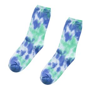 Modische Baumwoll-Paar-Batik-Atmungsaktive Skateboard-Socken mit weichem Mittelschlauch, Blaugrün
