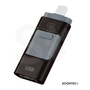 SOONTEC 128 GB 3.0 USB-Stick Memory Stick 3 in 1 MICRO USB / USB / Lightning für iPhone (Schwarz)