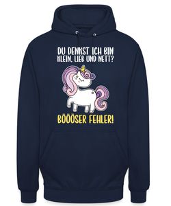 Einhorn Böser Fehler! - Lustiger Spruch Statement Unisex Hoodie, Navy Blau, S