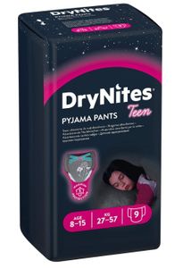 DryNites, Chłonne pieluchy na noc, dla dziewczynek, 8-15 lat, 9 sztuk (PRODUKT Z NIEMIEC)