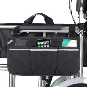 Rollstuhl Seitentasche 3 Stück Rollstuhltasche Rollstuhl-Armlehnentasche Wasserdicht großes Fassungsvermögen 4 Fächer robust 3 Stück Schwarz Blau Grau