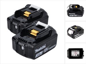 Makita BL 1830 B Li-Ion Akku Set 2x 18 V 3,0 Ah / 3000 mAh ( 2x 197599-5 ) mit LED Anzeige - original, kein Nachbau