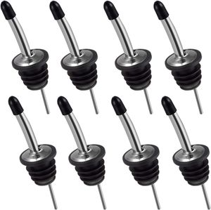 8 Pack Stainless Steel Bottle Pourer - Conical Pourer & Scoop with Rubber Seal for Bottles - Ideal for Bar, Pub, Bistro, Home Oil Pourer