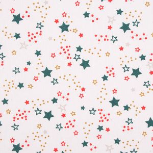 Weihnachtsstoff Baumwolle Sterne weiß rot grün gold 1,47m breit