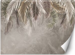 Nástenná maľba xxl palmové listy 3d tapeta na stenu 368x254 cm - feeby - farba zlatá téma príroda a botanika