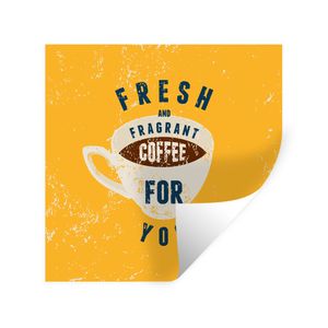 MuchoWow® Wandtattoo Wandsticker Wandaufkleber Kaffee - Retro - Frischer und duftender Kaffee für Sie - Sprichwörter - Zitate 100x100 cm Selbstklebend und Repositionierbar - Wierderverwendbar - Selbstklebend