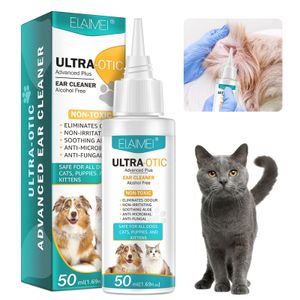 50ml Ohrenreiniger Entfernen Sie Ohrmilben Ohrkanalreinigung Ohrgeruchskontrolle bei Haustieren, Ohrenpflegeöl für Hunde und Katzen