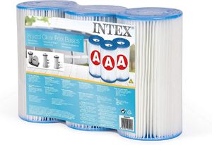 INTEX Filterkartusche Typ A 20 cm, Aussen Ø 10,7 cm, Innen Ø 4,7 cm, 3er Pack // Filter Kartusche Poolfilter Ersatzfilter Poolpumpe Lamellenfilter 3er Set