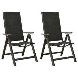 vidaXL Skladacie záhradné stoličky 2 ks Textilén a hliník Čierna