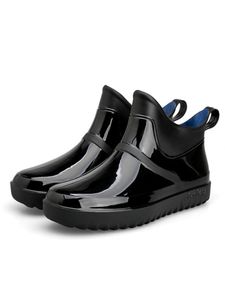 Uni-Schuhe Regenstiefel Damen Gummi Watschuhe,Farbe: Schwarz,Größe:44