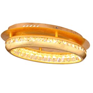 LED Deckenleuchte, gold,  mit Kristallen, Länge 43 cm