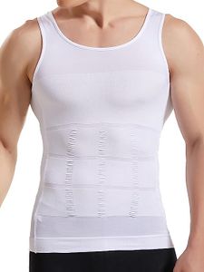 Kompressionsunterwäsche | Herren Tanktop | figurformendes Unterhemd für Männer | Sport Fitness | T-shirt Bodyshaper Bauchweg（Weiß）- M