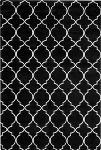 BELIANI Teppich Schwarz Viskose 140 x 200 cm marokkanisches Muster in Silber Kurzflor Rechteckig Baumwoll-Unterseite Glamour Look