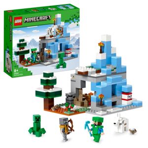 LEGO 21243 Minecraft Die Vereisten Gipfel, Set mit Steve-, Creeper- und Ziegen-Figuren, eisiges Biom und Höhle, Videospiel, Spielzeug mit Zubehör