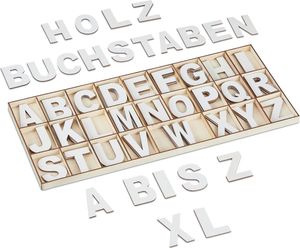 relaxdays XL Holzbuchstaben Set 104-teilig