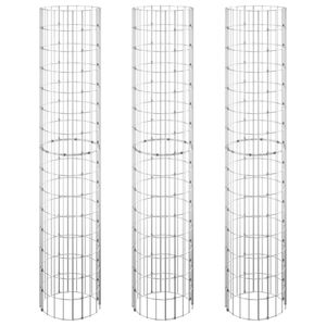 vidaXL Gabionové vyvýšené záhony 3 ks. Okrúhly pozinkovaný oceľový Ø30x150 cm