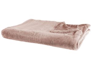 BELIANI Kuscheldecke Rosa Polyester 200 x 220 cm Plüsch Decke Felloptik Schlafzimmer Wohnzimmer