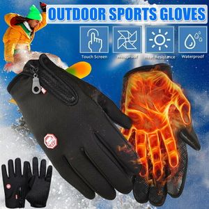 2X Winter Handschuhe Damen Herren Fahrrad Thermo Handschuhe Wasserdicht Touchscreen Sport Schwarz Fahrradhandschuhe