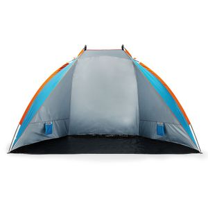 NILS CAMP – Strandzelt - Strandmuschel Pop Up UV Schutz - 120x260x120 cm - Blau und Orange
