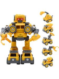 LEXIBOOK Spielwaren 5in1 Roboter - Modularer Baukasten für 5 Baufahrzeuge und Mega-Roboter Spielzeugroboter Roboter RC Roboter