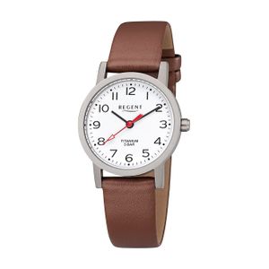 Regent Leder Damen Uhr F-1213 Analoge Armband-Uhr braun Titan-Uhr D2URF1213