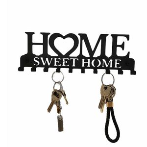 ‘Sweet Home’Schlüsselhalter, Schlüsselablage schwarz, Schlüsselaufbewahrung, Schlüssel-Organizer,Hakenleiste für Küche, Edelstahl