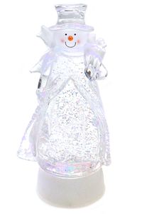 Schneekugel als Schneemann mit bunter LED Beleuchtung & Glitzerantrieb 12,5*9,5*26,3cm RGB Weihnachtsdeko weihnachtliche Schüttelkugel