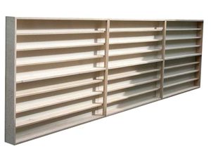 Vitrine Setzkasten Schaukasten Wandregal 3E43ALRM  / 300 cm Fächer 8 Spur H0 mit Nuten inklusive Plexiglas