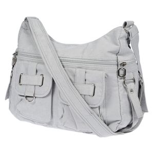 Damenhandtasche Schultertasche Tasche Umhängetasche Canvas Shopper Crossover Bag Hellgrau